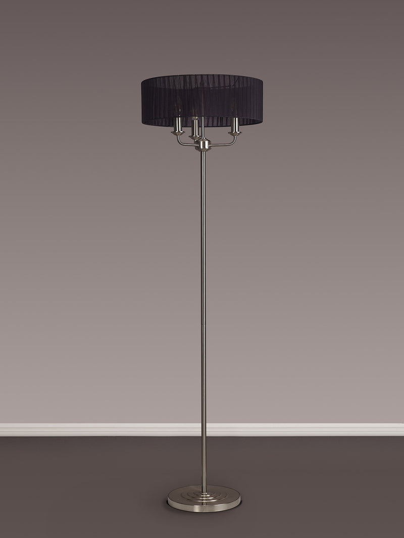 Banham Floor Lamp with 3 Lights Nickel & Black