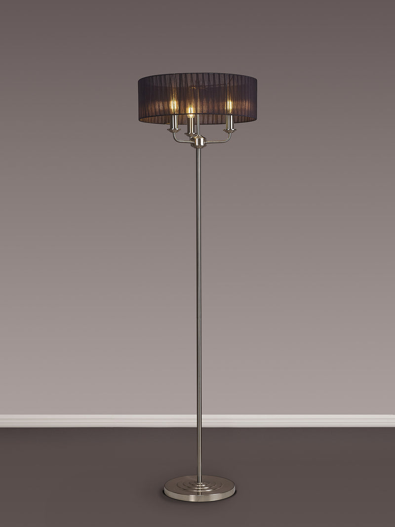 Banham Floor Lamp with 3 Lights Nickel & Black