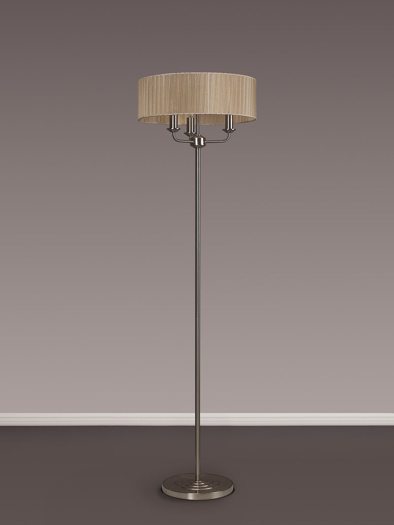 Banham Floor Lamp with 3 Lights Nickel & Bronze