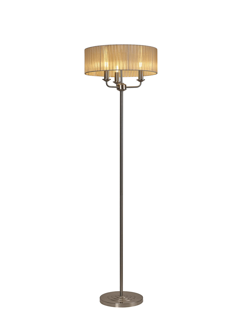 Banham Floor Lamp with 3 Lights Nickel & Bronze