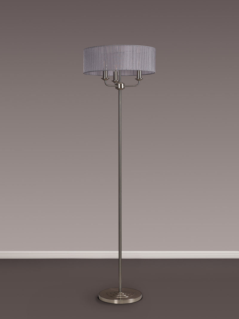 Banham Floor Lamp with 3 Lights Nickel & Grey