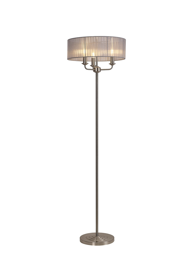 Banham Floor Lamp with 3 Lights Nickel & Grey
