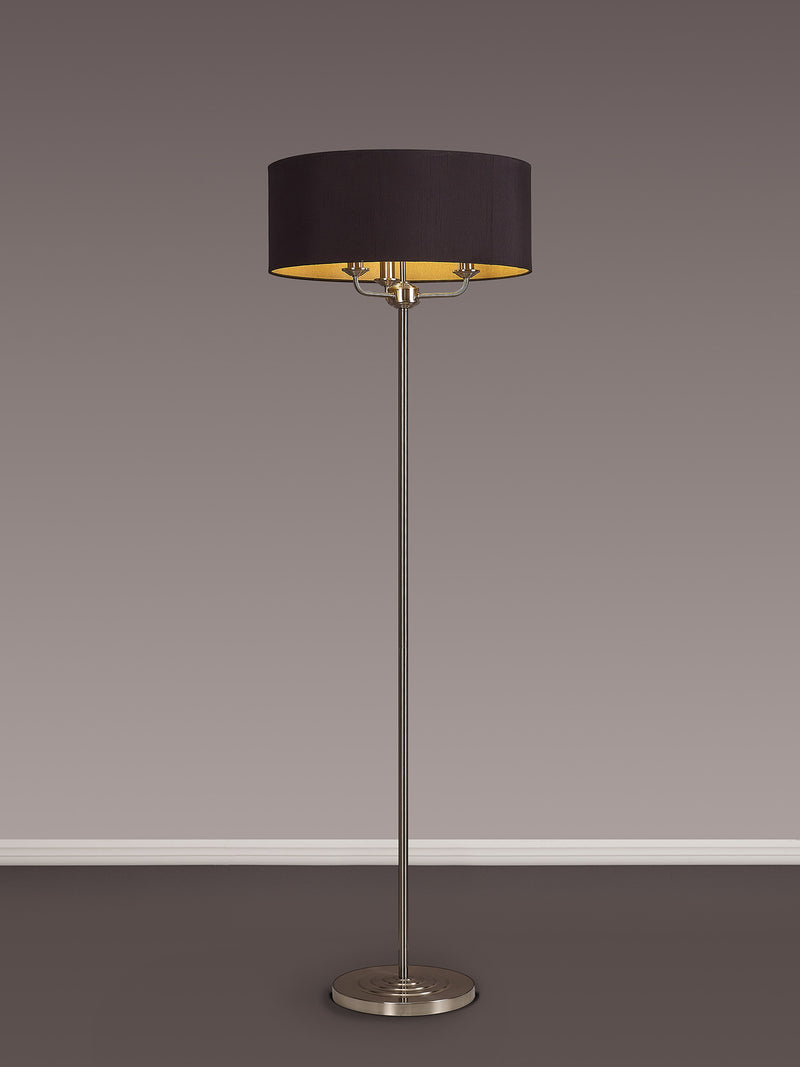 Banham Floor Lamp with 3 Lights Nickel & Black