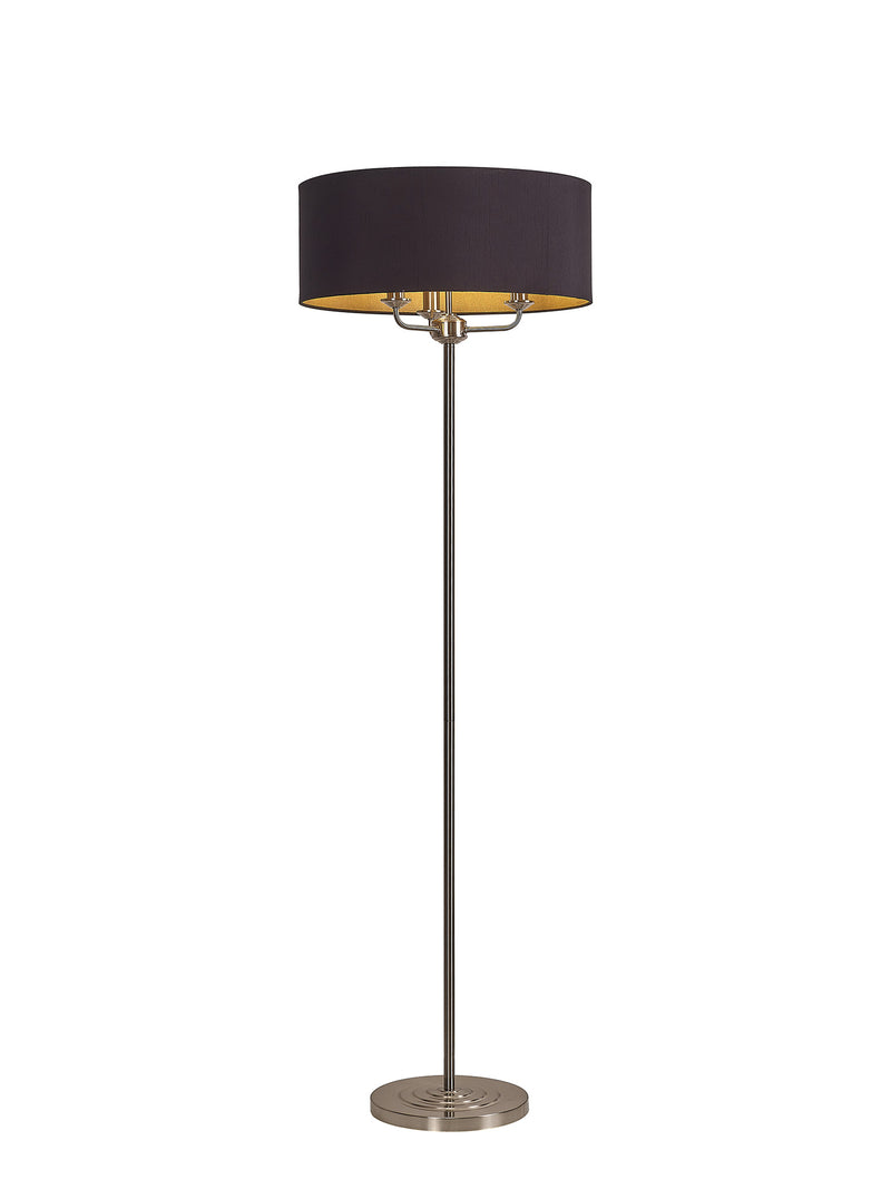 Banham Floor Lamp with 3 Lights Nickel & Black