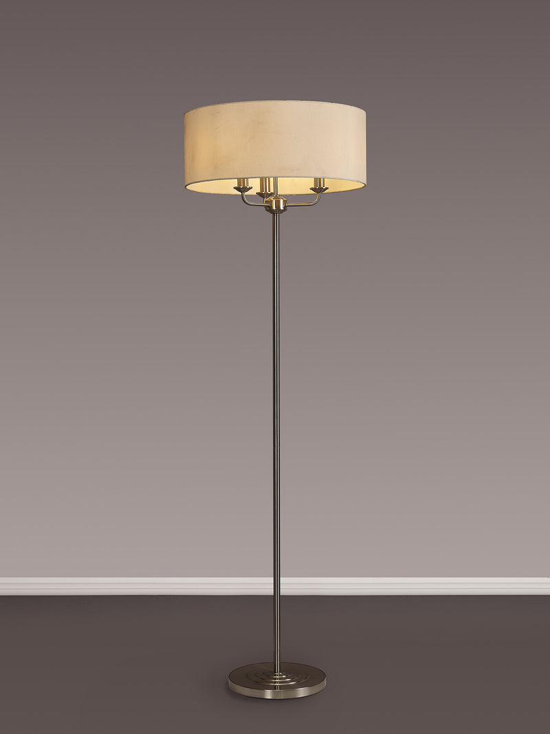 Banham Floor Lamp with 3 Lights Nickel & Ivory