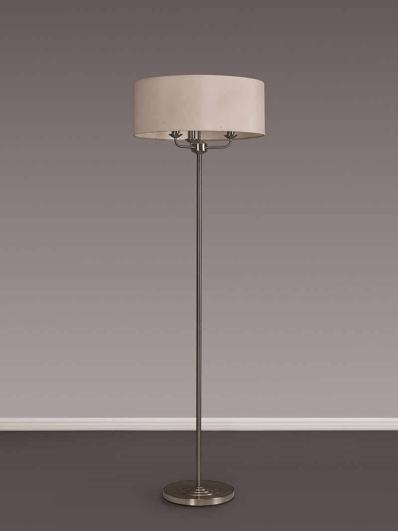 Banham Floor Lamp with 3 Lights Nickel & Nude