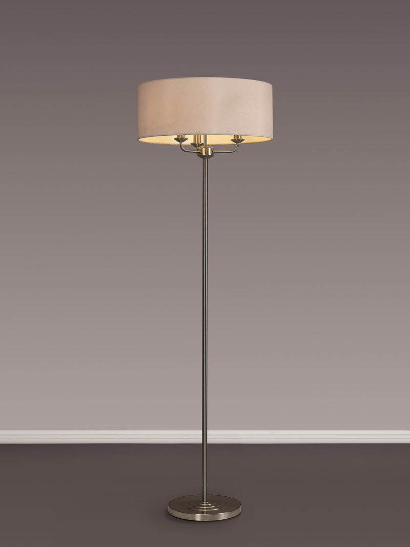 Banham Floor Lamp with 3 Lights Nickel & Nude