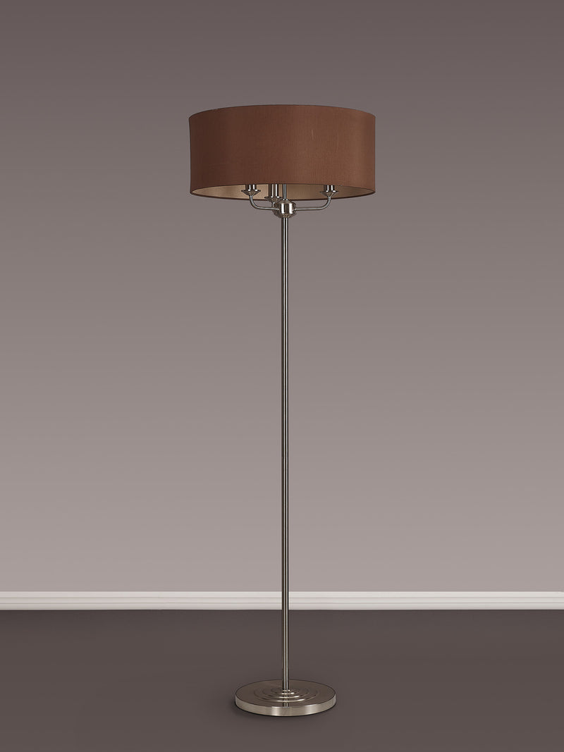 Banham Floor Lamp with 3 Lights Nickel & Cocoa