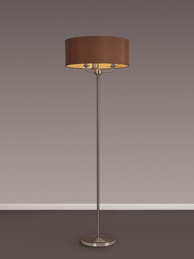 Banham Floor Lamp with 3 Lights Nickel & Cocoa