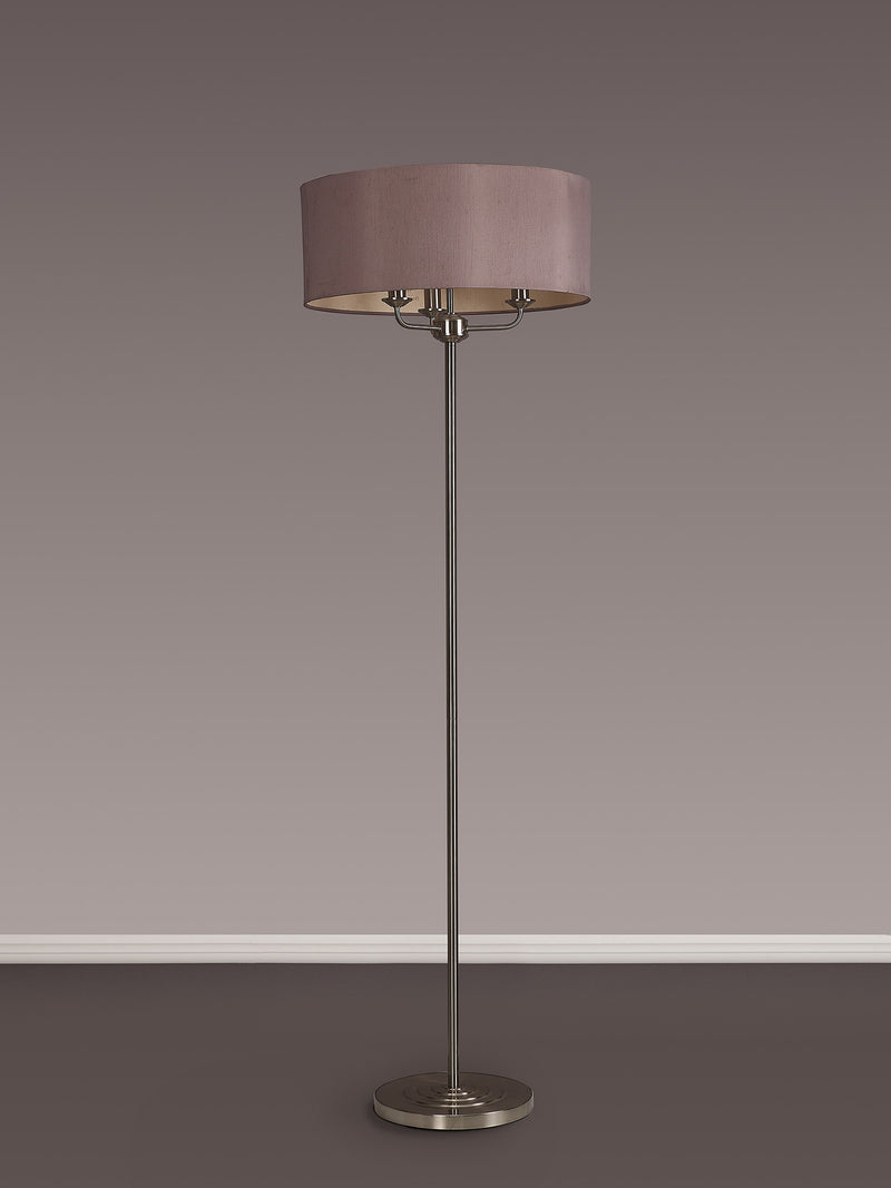 Banham Floor Lamp with 3 Lights Nickel & Taupe