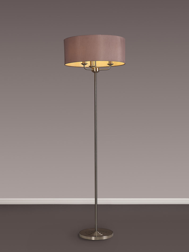 Banham Floor Lamp with 3 Lights Nickel & Taupe