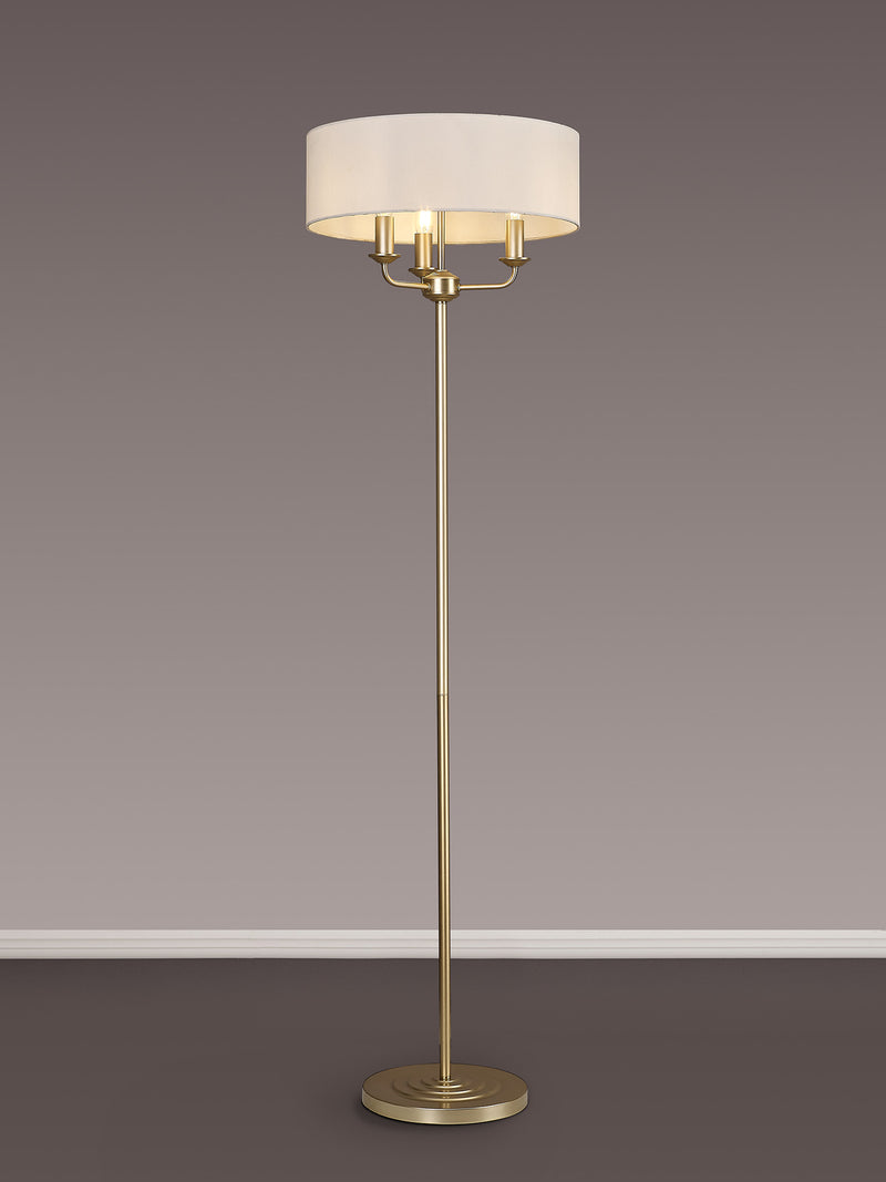 Banham Floor Lamp with 3 Lights  Gold & White