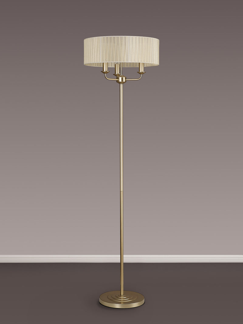 Banham Floor Lamp with 3 Lights  Gold & Cream