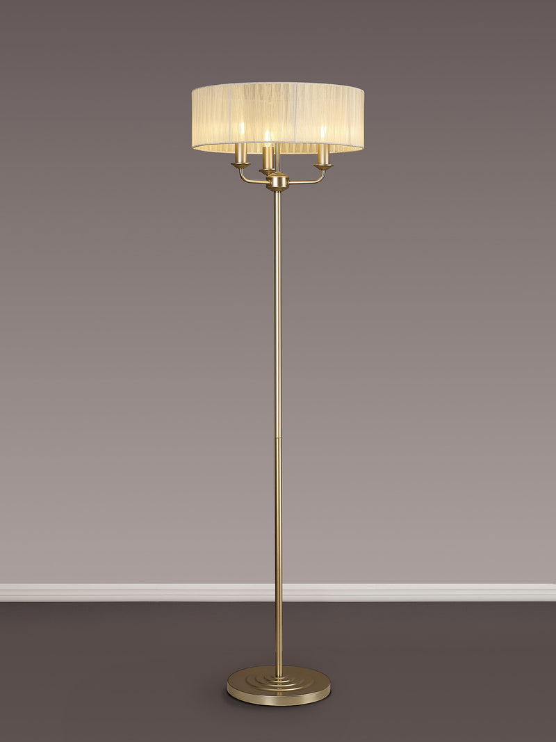 Banham Floor Lamp with 3 Lights  Gold & Cream