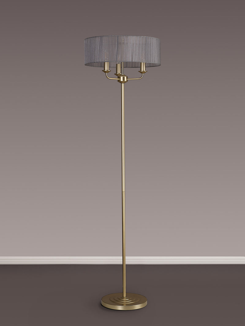 Banham Floor Lamp with 3 Lights  Gold & Grey