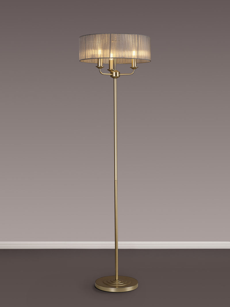 Banham Floor Lamp with 3 Lights  Gold & Grey