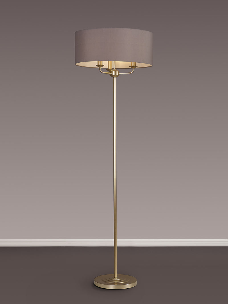 Banham Floor Lamp with 3 Lights  Gold & Grey