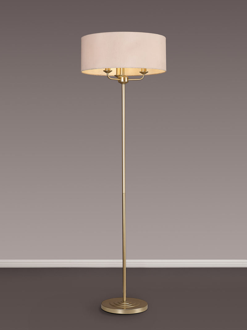 Banham Floor Lamp with 3 Lights  Gold & Nude