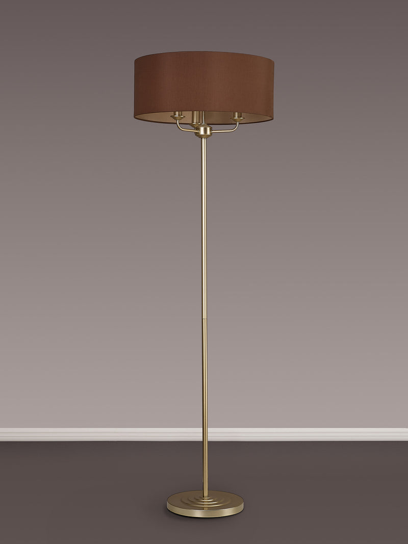 Banham Floor Lamp with 3 Lights  Gold & Cocoa