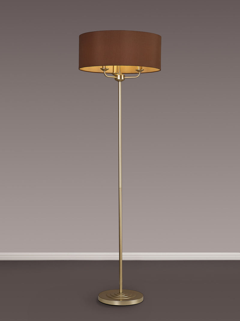 Banham Floor Lamp with 3 Lights  Gold & Cocoa