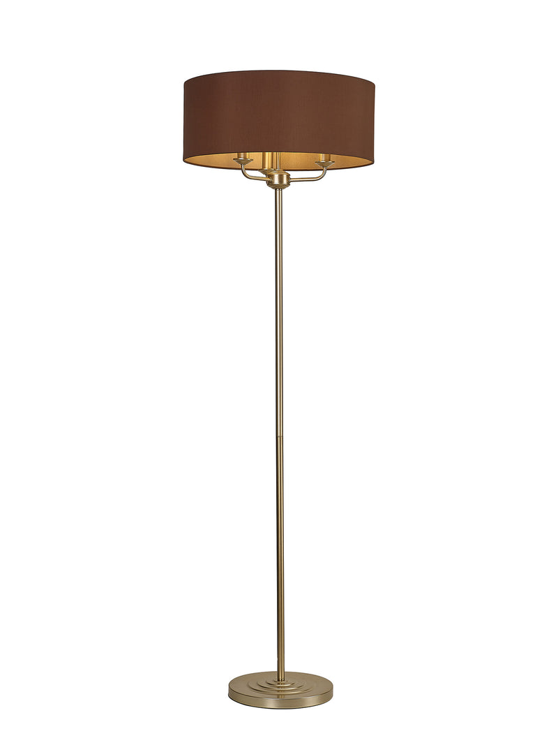 Banham Floor Lamp with 3 Lights  Gold & Cocoa