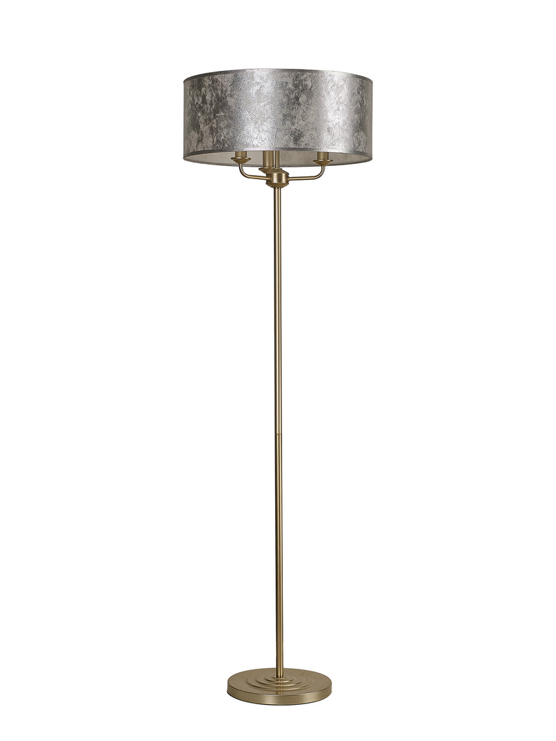 Banham Floor Lamp with 3 Lights - Gold with Silver
