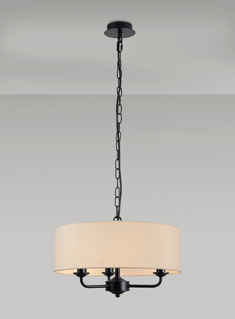 Banham Pendant Light with 3 Lights Black & Ivory