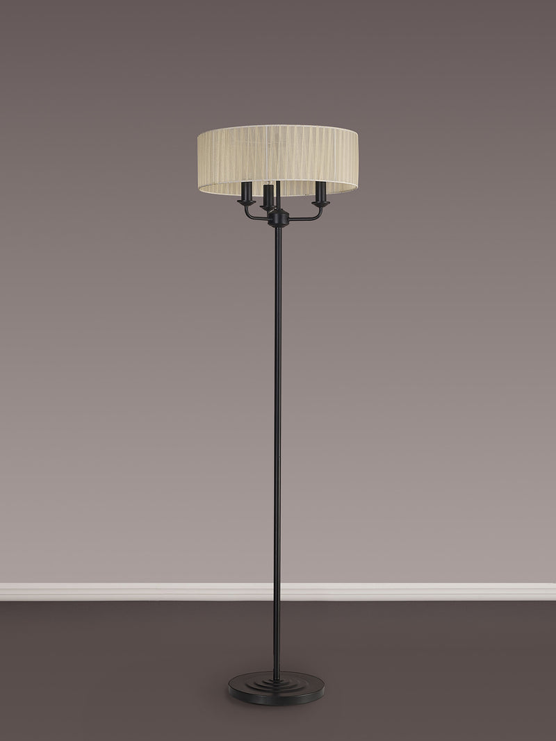 Banham Floor Lamp with 3 Lights Black & Cream