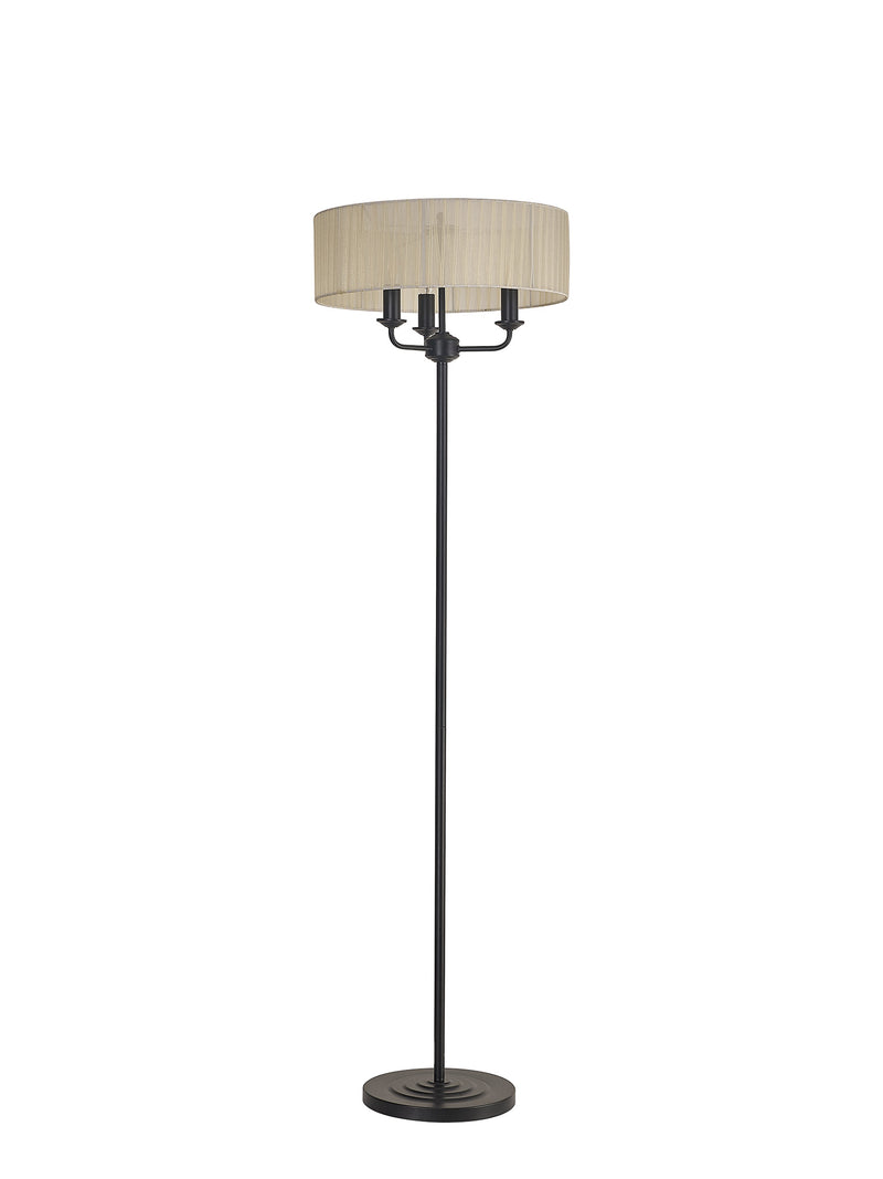 Banham Floor Lamp with 3 Lights Black & Cream