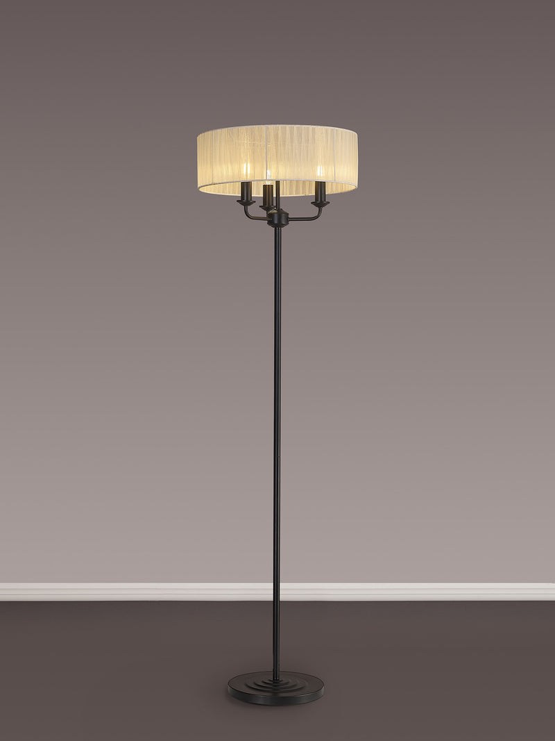 Banham Floor Lamp with 3 Lights Black & Cream