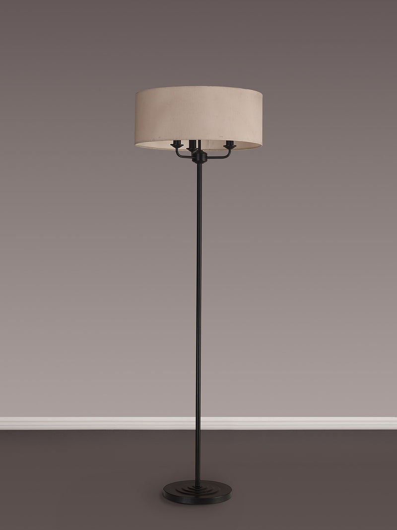 Banham Floor Lamp with 3 Lights  Matt Black & Nude