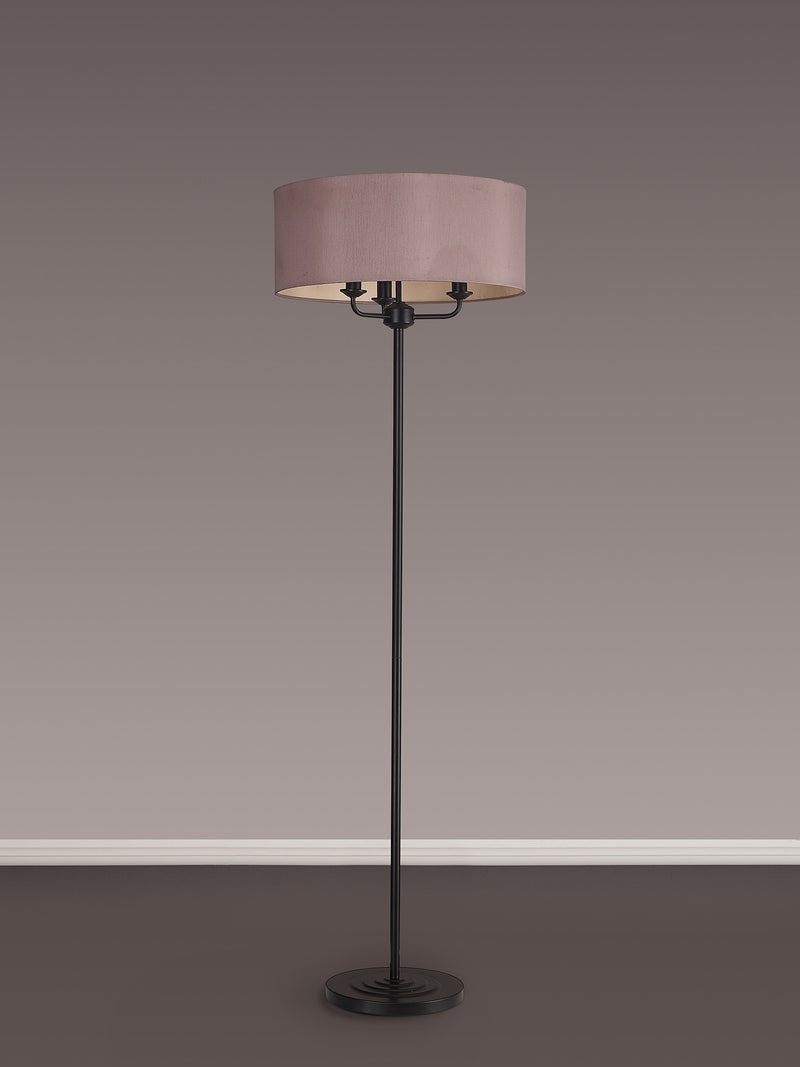 Banham Floor Lamp with 3 Lights  Matt Black & Taupe
