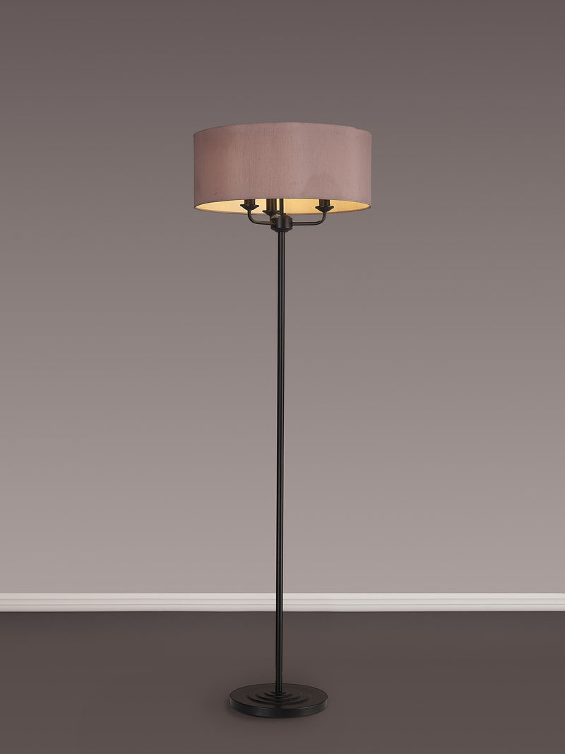 Banham Floor Lamp with 3 Lights  Matt Black & Taupe