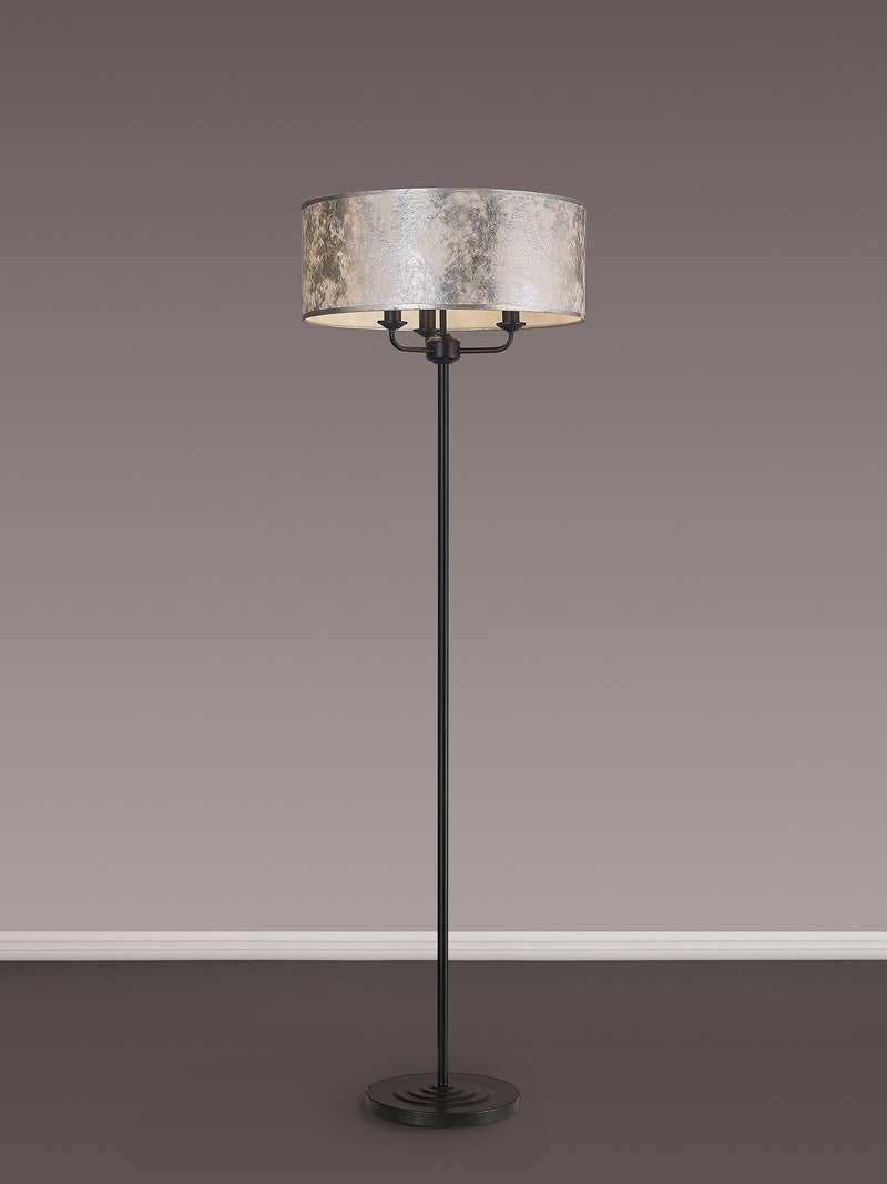 Banham Floor Lamp with 3 Lights   Matt Black & Silver