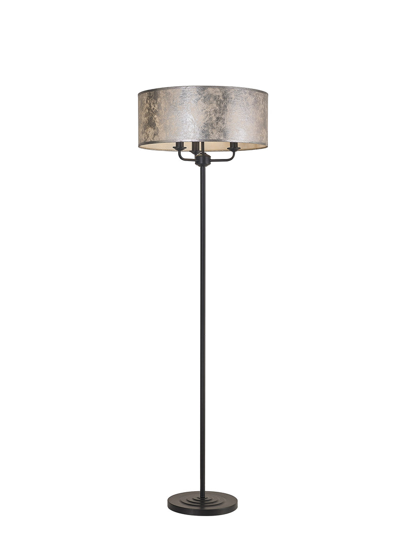 Banham Floor Lamp with 3 Lights   Matt Black & Silver