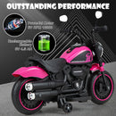 6V Kids Ride On Motorcycle with Training Wheels and Headlight for Toddlers-Pink