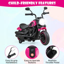 6V Kids Ride On Motorcycle with Training Wheels and Headlight for Toddlers-Pink