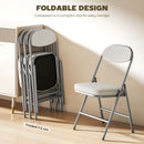HOMCOM Folding Chairs Set of 4 with Cushioned Seat, Steel Frame, Off-White