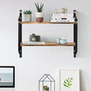Livingandhome 2-Tier Industrial Wall Mounted Metal and Wood Floating Shelf