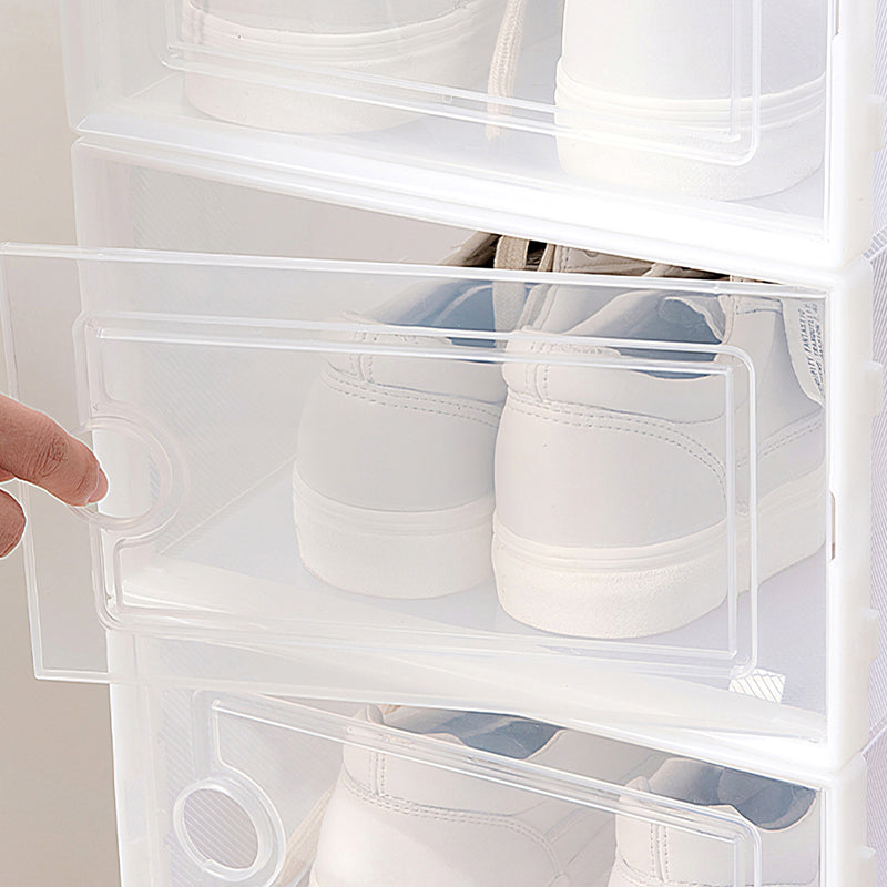 Lifeideas 12 Pack White Foldable Plastic Shoe Storage Boxes