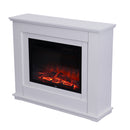 Electric Fireplace with White Wooden Mantel