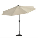 Garden Sanctuary Large Solar Powered LED Patio Umbrella for Outdoor Garden Patio with Base