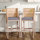 Set Of 2 Modern Upholstered High Bar Stools
