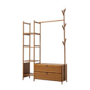 Livingandhome Freestanding Bamboo Clothes Rack with Storage Shelves
