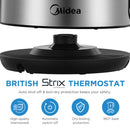 Midea 1.7L 3000W Fast Boil Electric Kettle With Auto Shut-Off And Dry Burn Protection