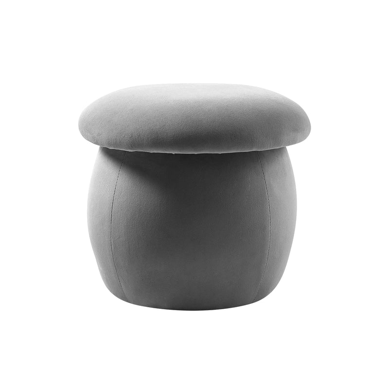 Livingandhome Grey Velvet Mushroom-Shaped Footstool
