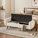 Livingandhome Linen Fabric Storage Ottoman Bench
