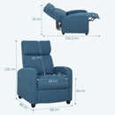 HOMCOM Linen Fabric Reclining Chair with Padded Seat, Blue