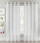 Pair of Crete White Luxury Linen Look Sheer Panels with Eyelet Header