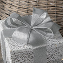 Set Of 3 Battery Operated Silver Sparkly Christmas Gift Boxes With LEDs